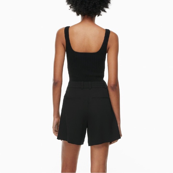 Aritzia Babaton Pleated Mid Thigh Trouser Shorts Business Tailored Black 00 - Picture 6 of 10